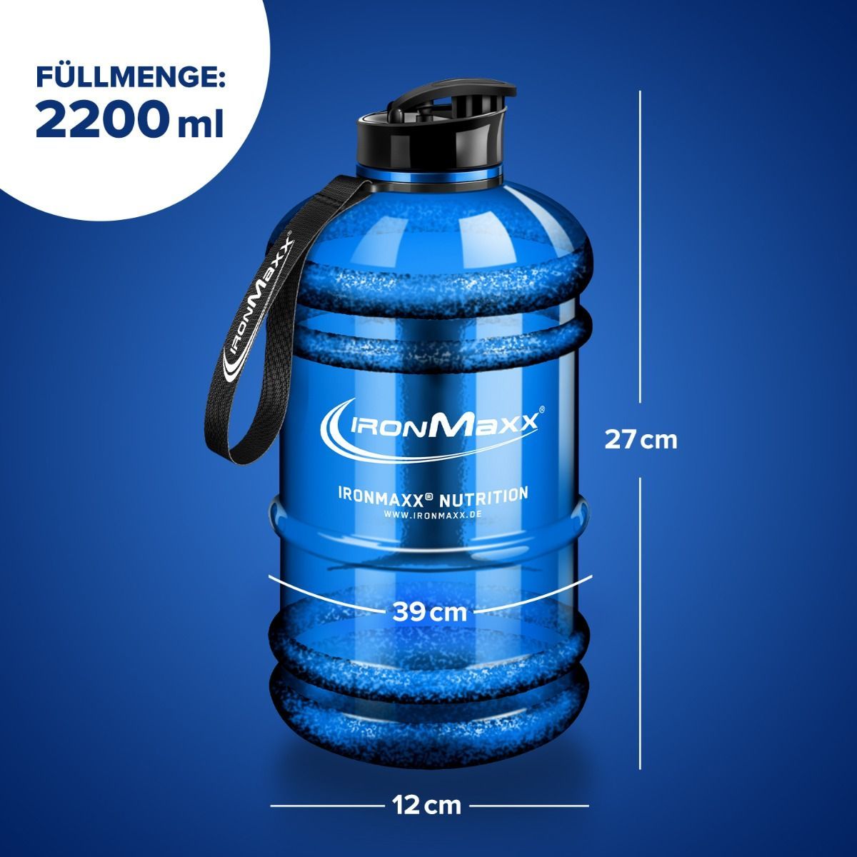 IronMaxx Water Gallon 2200 ml. (Permatoma mėlyna)