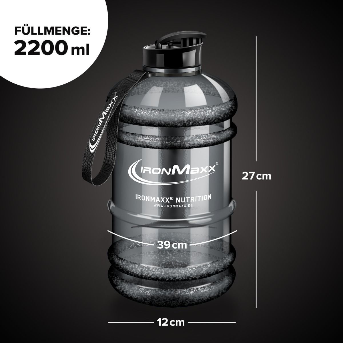 IronMaxx Water Gallon 2200 ml. (pilka permatoma)
