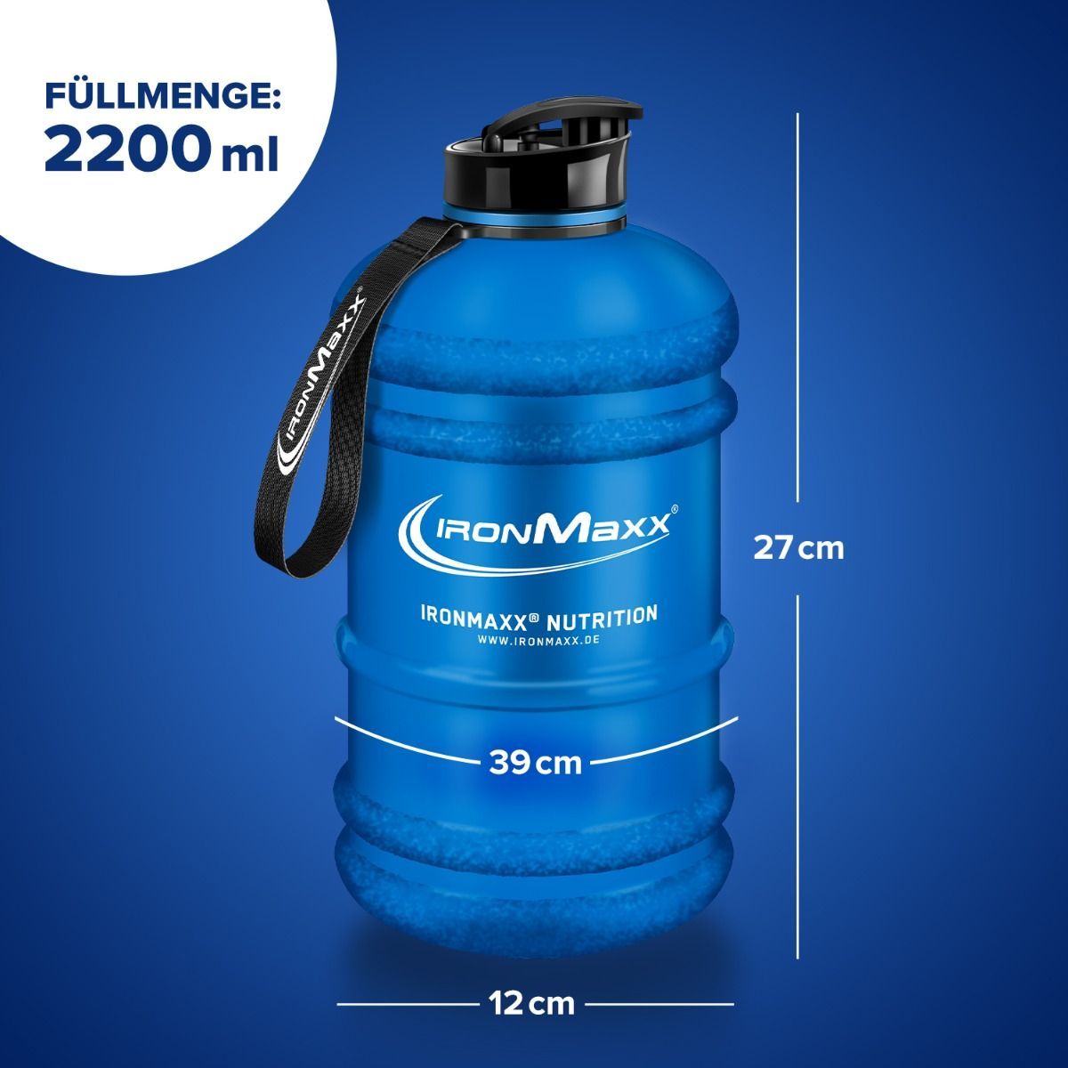 IronMaxx Water Gallon 2200 ml. (Mėlyna matinė)