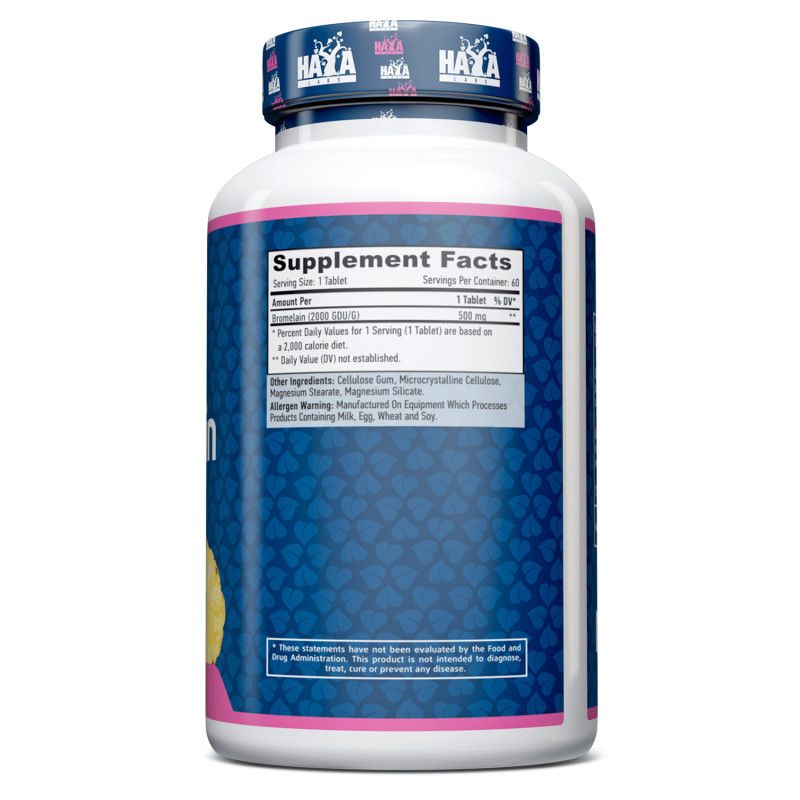 Haya Labs Bromelain (bromelainas) 60 kaps.